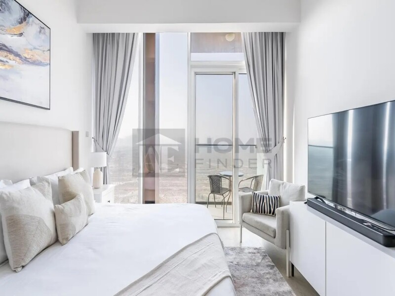 Apartment for Rent in Bloom Tower C - Jumeirah Village Circle, Dubai - Fully Furnished | Marina View | Vacant Now at 49999 AED