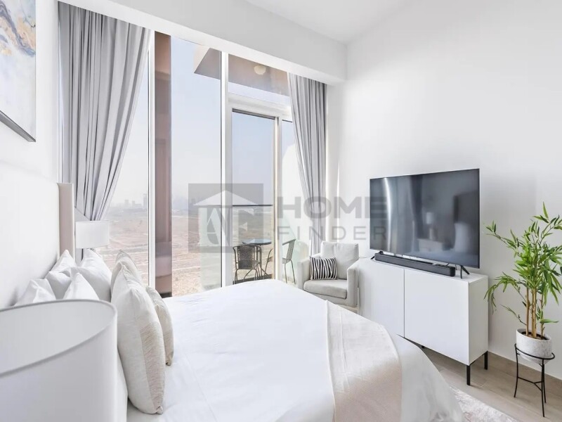 Apartment for Rent in Bloom Tower C - Jumeirah Village Circle, Dubai - Fully Furnished | Marina View | Vacant Now at 49999 AED